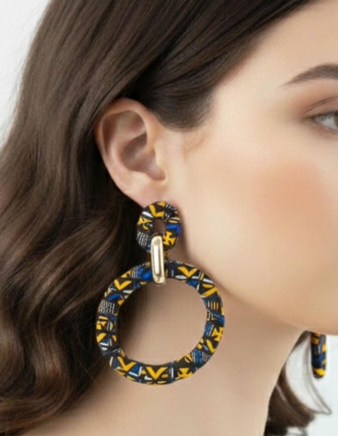 Boucles d'Oreilles Ethniques en Tissu Wax Chic | Style d'Afrique