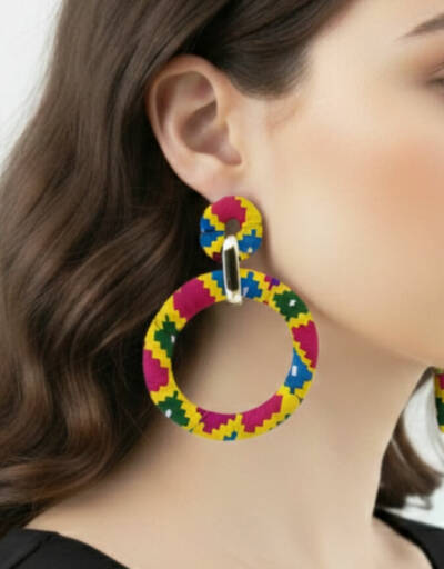 Boucles d'Oreilles Ethniques en Tissu Wax Chic | Style d'Afrique