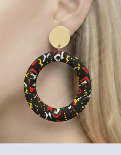 Boucles d'Oreilles Bamako rouge noir