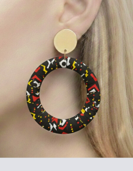Boucles d'Oreilles Bamako rouge noir