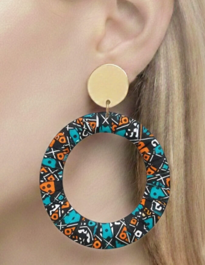 Boucles d'Oreilles Bamako azur orange