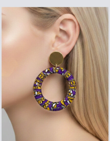 Boucles d'Oreilles Bamako violet jaune