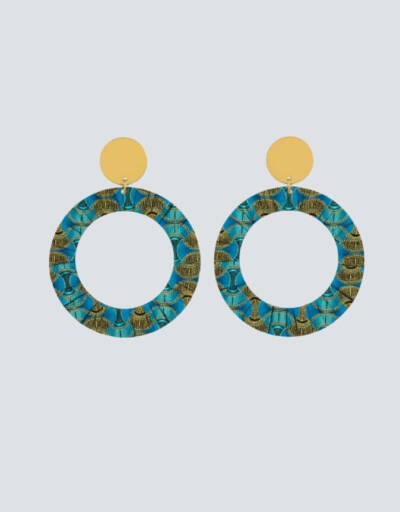 Boucles d'Oreilles Bamako bleu jaune