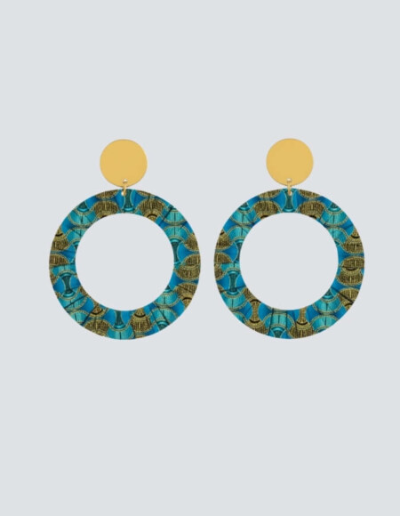 Boucles d'Oreilles Bamako bleu jaune