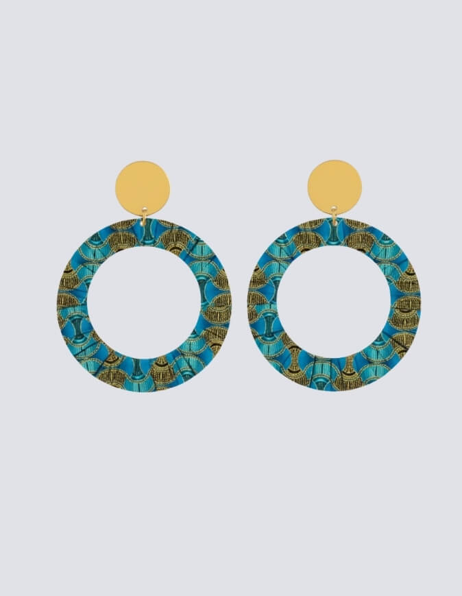 Boucles d'Oreilles Bamako bleu jaune