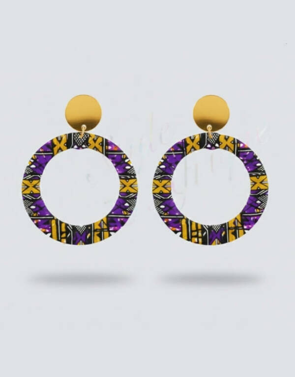 Boucles d'Oreilles Bamako violet jaune
