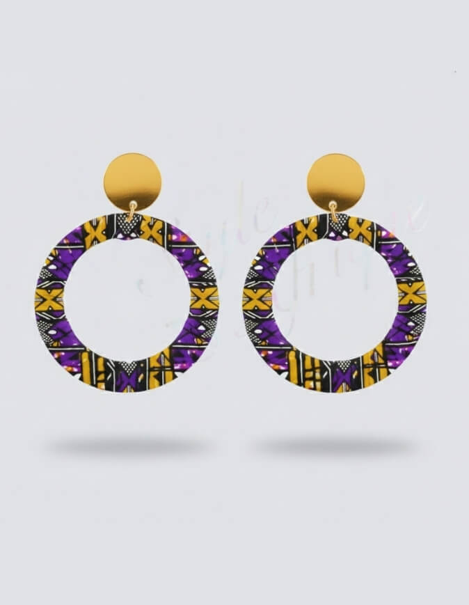 Boucles d'Oreilles Bamako violet jaune