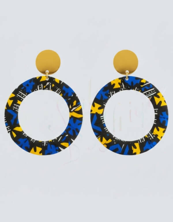 Boucles d'Oreilles Bamako bleu jaune