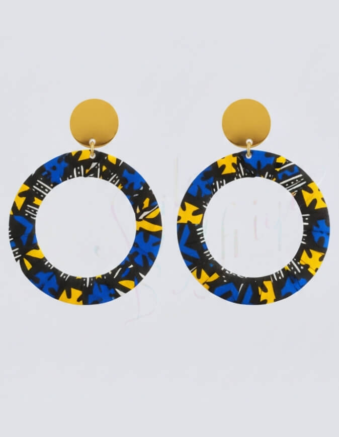 Boucles d'Oreilles Bamako bleu jaune