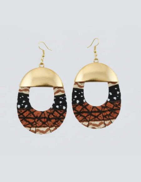 créoles motifs bogolan marron