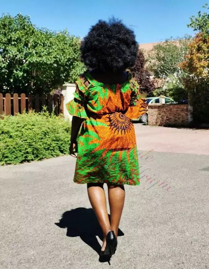 Robe été évasée verte, robe évasée wax africain femme. robe courte été wax africain bohème chic femme, robe de bal, robe été, robe de cérémonie femme, robe longue fleurie