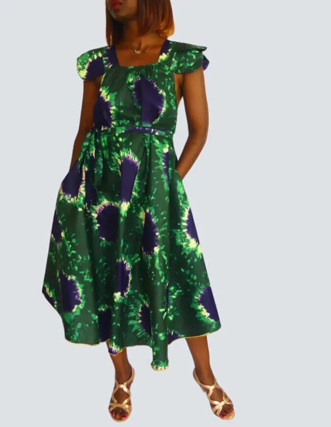robe évasée wax africain femme. robe courte été wax africain bohème chic femme, robe de bal, robe été, robe de cérémonie femme, robe longue fleurie