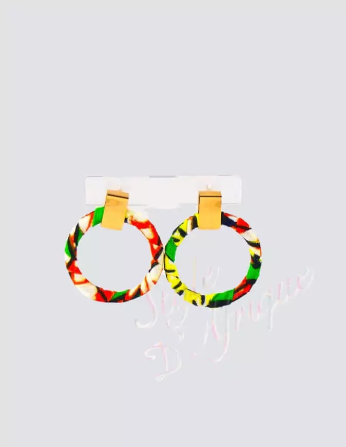 Boucles d'oreilles Rita, boucles d'oreilles créole wax africain tissu ethnique