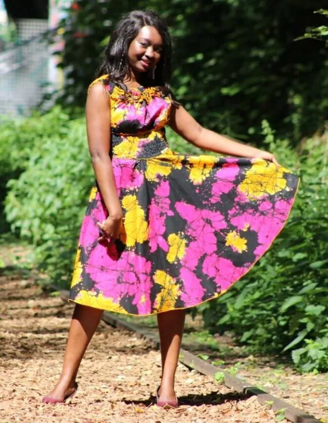Robe été Céleste en wax africain motifs ethnique coton été