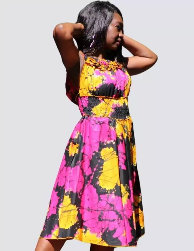 Robe été Céleste en wax africain motifs ethnique coton été