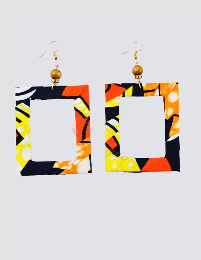 boucles d'oreilles carrées wax africain