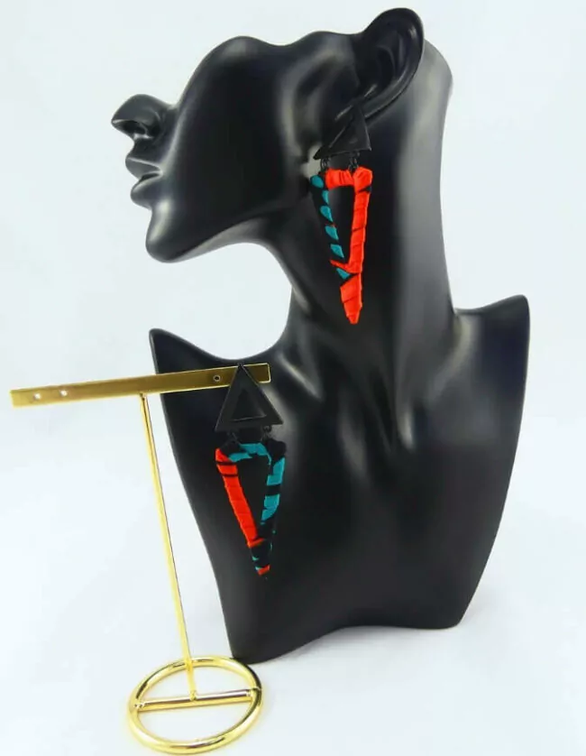 boucles d'oreilles triangle wax africain
