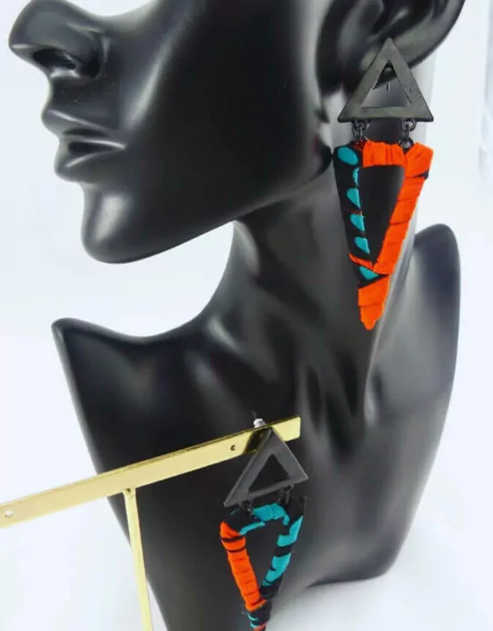 boucles d'oreilles triangle wax africain