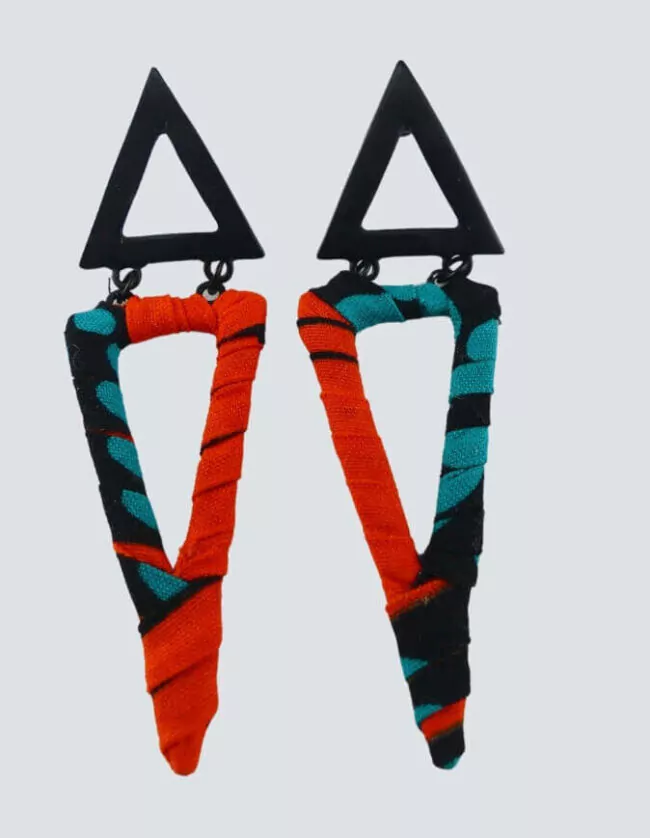 boucles d'oreilles triangle wax africain