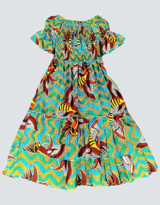 Robe été Lydia en wax africain motifs ethnique coton été
