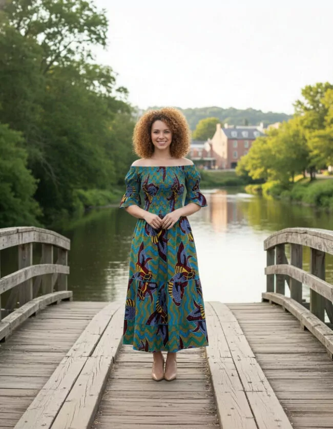 Robe été Lydia en wax africain motifs ethnique coton été