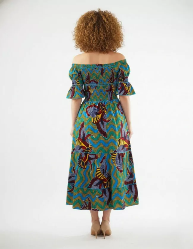Robe été Lydia en wax africain motifs ethnique coton été
