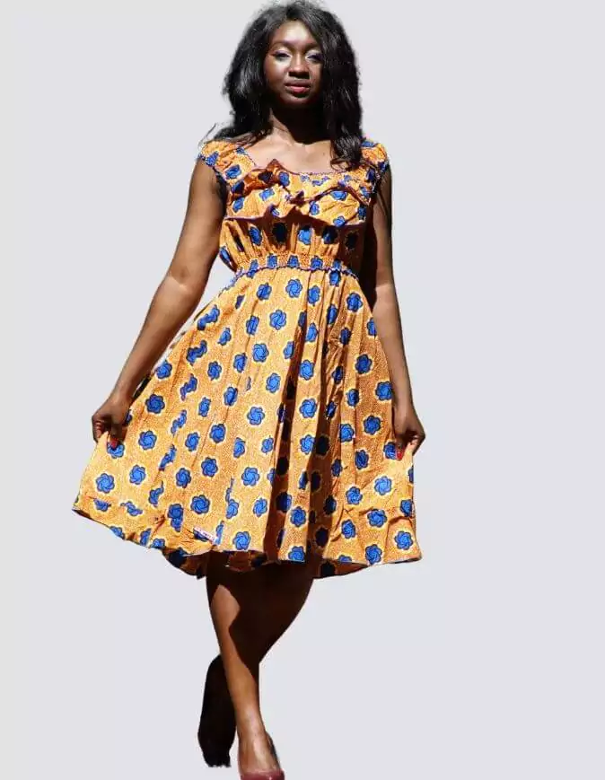 Robe été Victorine en wax africain motifs ethnique coton été