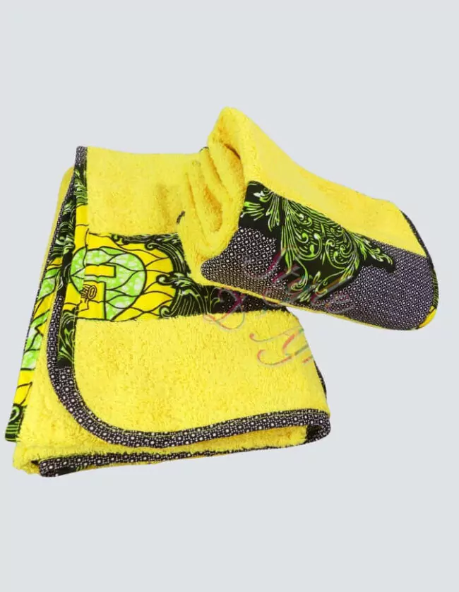 Drap de bain jaune serviette wax