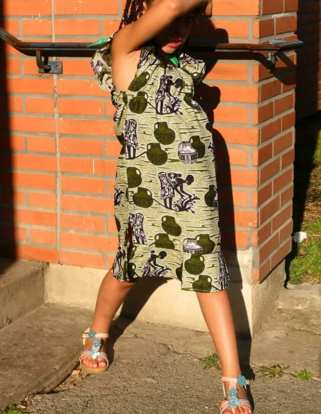 Robe Fillette pitchoune wax africain coton