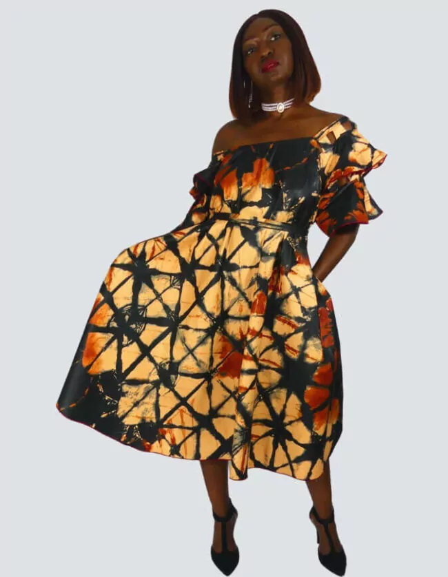 Robe Rosette évasée bazin