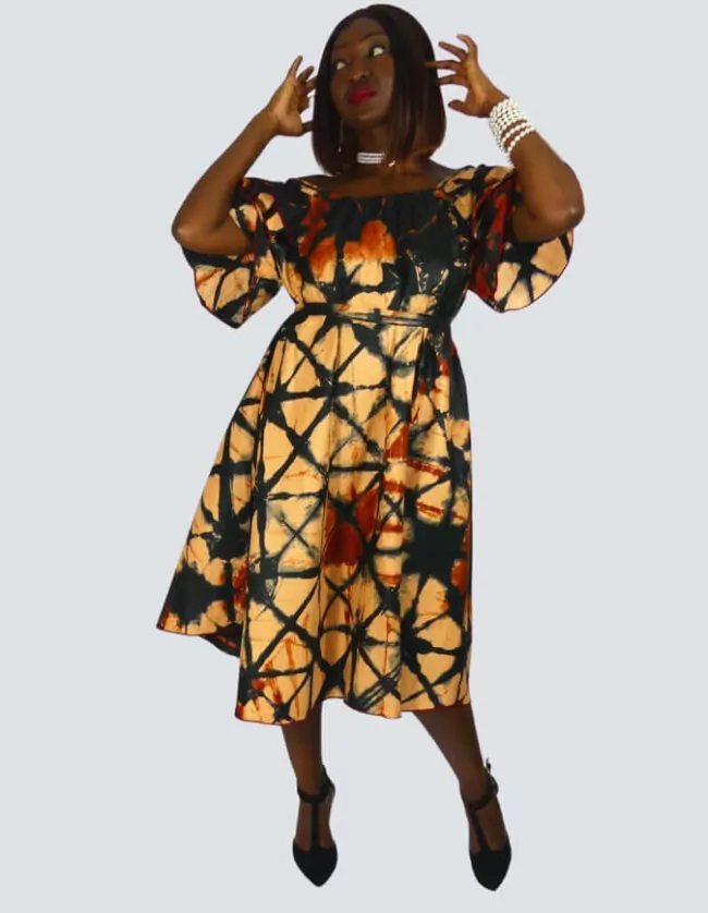 Robe Rosette évasée bazin
