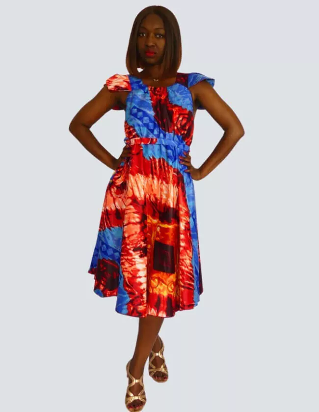 Robe Suzie évasée bazin wax africain femme. robe courte été wax africain bohème chic femme, robe de bal, robe été, robe de cérémonie femme, robe longue fleurie