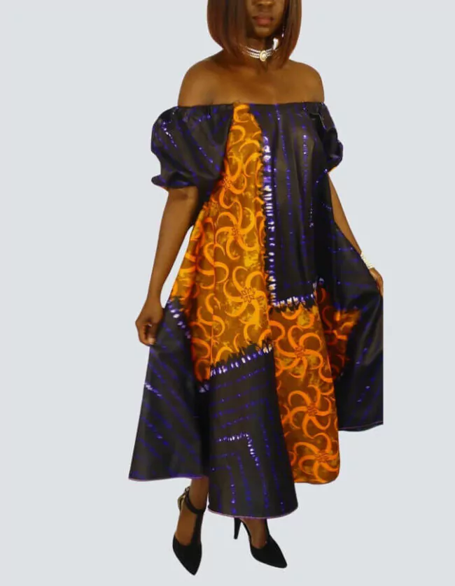 Robe Dolisie évasée bazin – Image 3