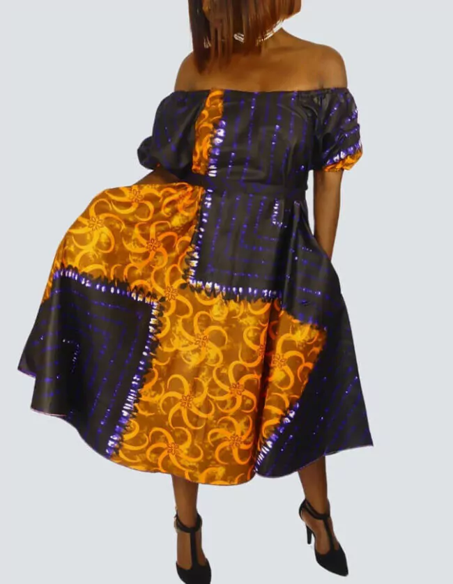 Robe Dolisie évasée bazin – Image 2