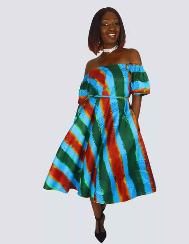 Robe Lizie évasée bazin