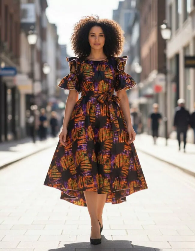 Robe Séné évasée bazin coton africain