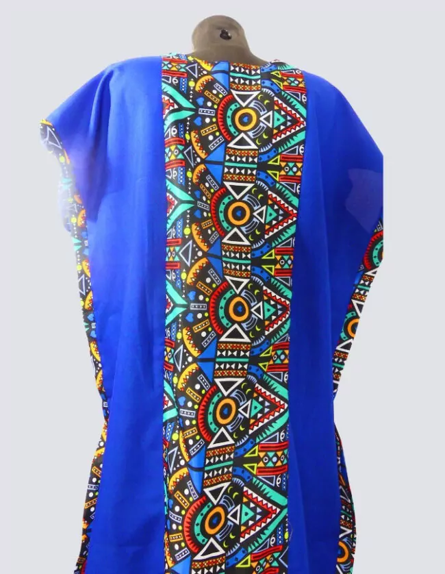 robe longue boubou robe tunique bogolan bleu caftan africain en wax
