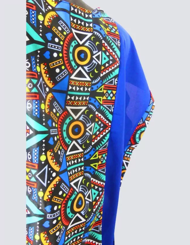 robe longue boubou robe tunique bogolan bleu caftan africain en wax