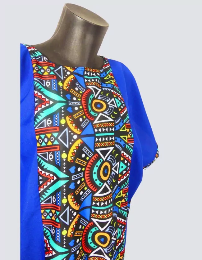 robe longue boubou robe tunique bogolan bleu caftan africain en wax