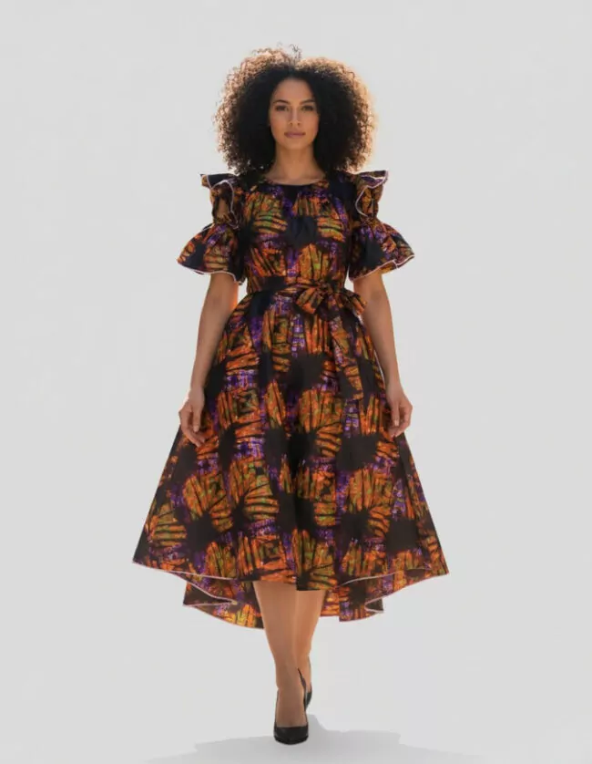 Robe Séné évasée bazin coton africain