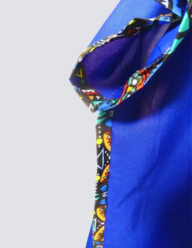 robe longue boubou robe tunique bogolan bleu caftan africain en wax