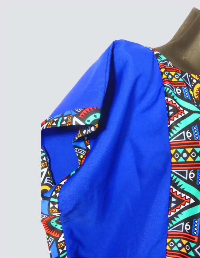 robe longue boubou robe tunique bogolan bleu caftan africain en wax