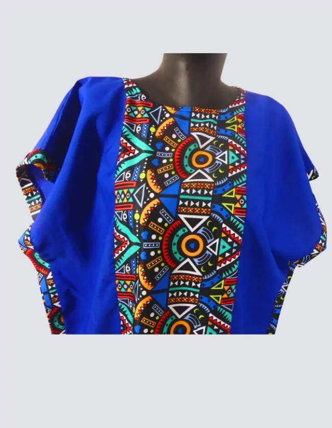 robe longue boubou robe tunique bogolan bleu caftan africain en wax
