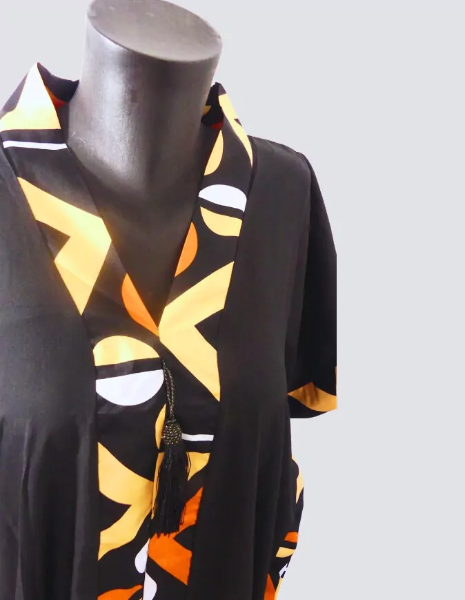 robe longue boubou robe tunique bogolan noire caftan africain en wax