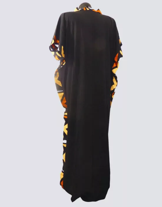 robe longue boubou robe tunique bogolan noire caftan africain en wax