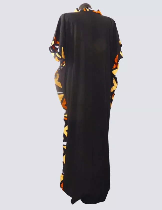 robe longue boubou robe tunique bogolan noire caftan africain en wax
