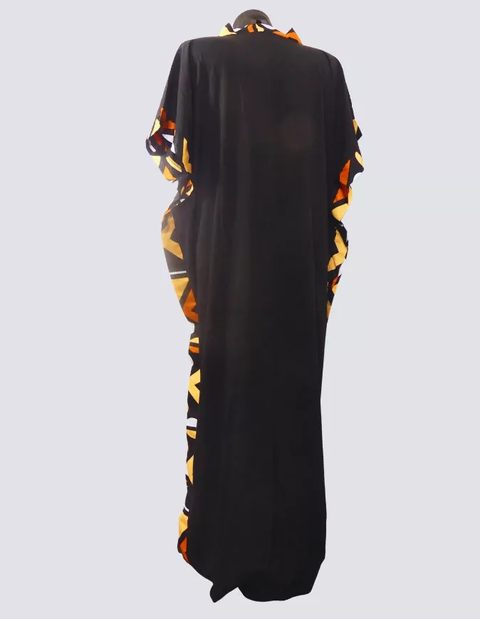 robe longue boubou robe tunique bogolan noire caftan africain en wax