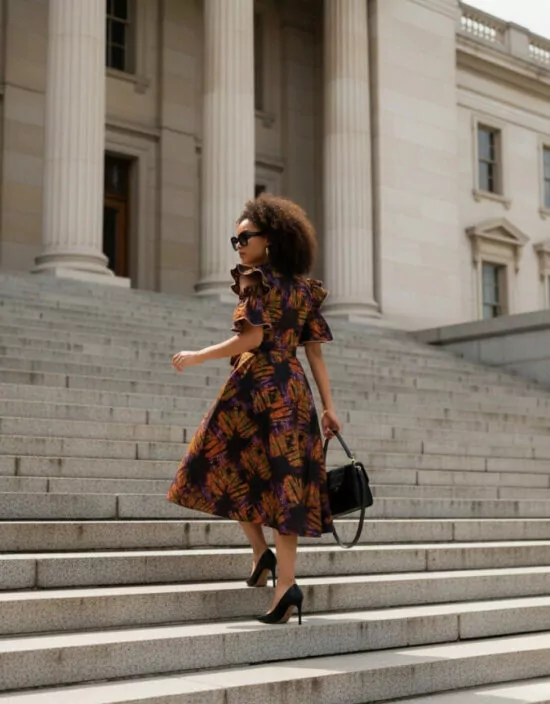 Robe Séné évasée bazin coton africain