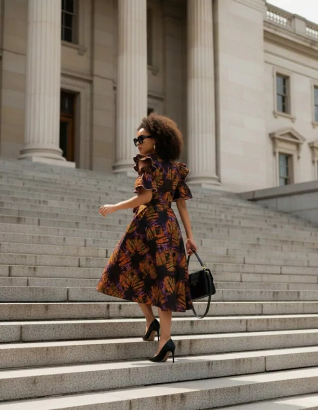 Robe Séné évasée bazin coton africain