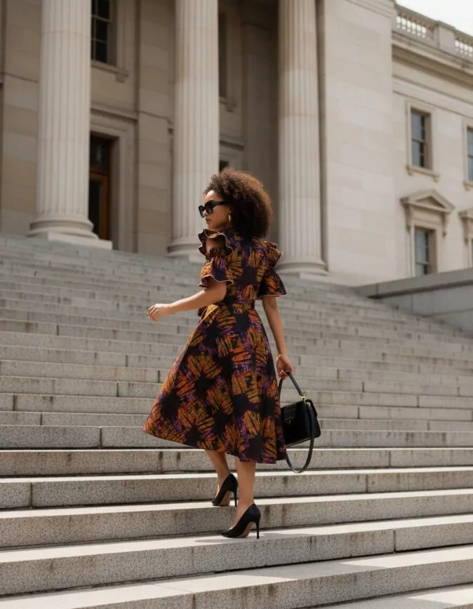 Robe Séné évasée bazin coton africain